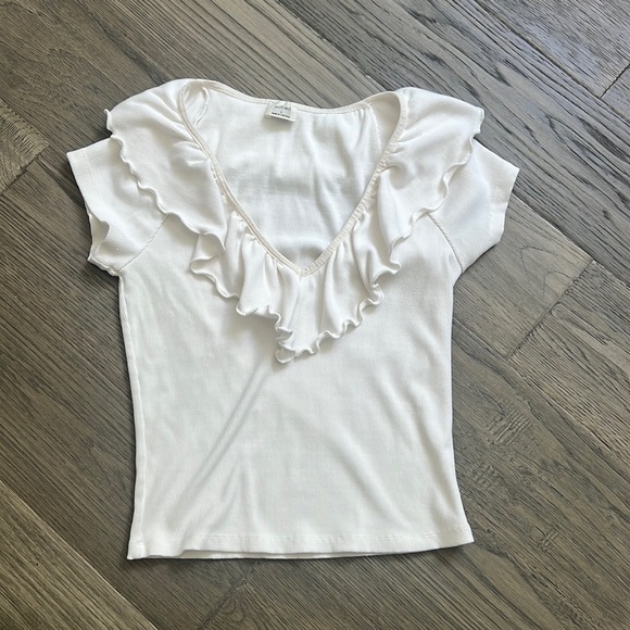 🔥wilfred🔥 | Aritzia Danette white ribbed t-shirt - Picture 3 of 12